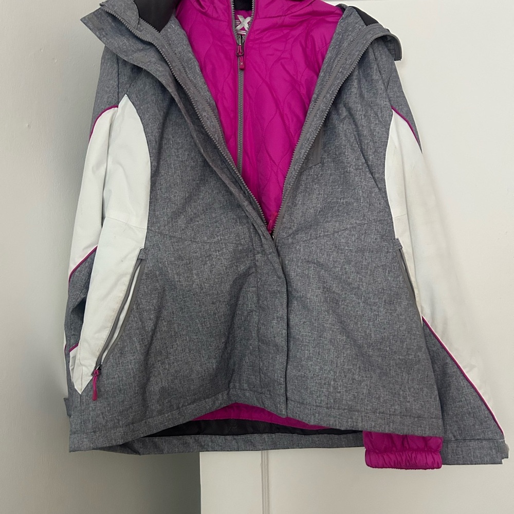 ZeroXposur Gray and Pink Women’s  Puffer Jacket, Double layered